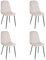LOLAhome - Pack de 4 sillas de Comedor o Cocina Lina Beige tapizadas en Lino con Patas metálicas Negras