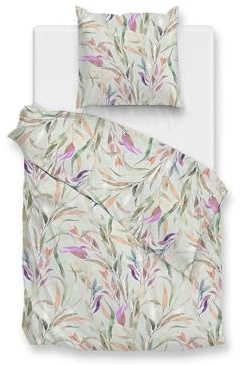 Zo! Home Mako-Satin Bettwäsche 155x220 Tia Green Blätter Äste Mint Terra bunt
