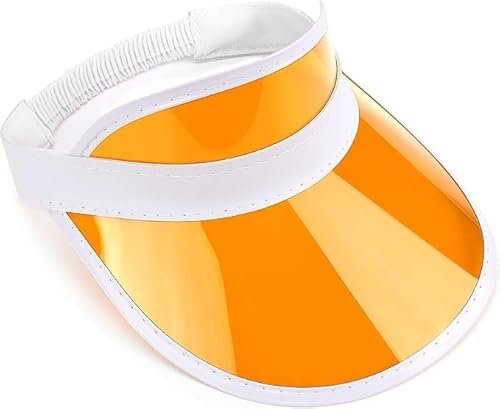 ANZEE DISCOVER THE NEW YOU 08 Unisex Neon Sun Visor Hats Bright Assorted Colors for Summer Sports, 80s Fancy Dress, Festivals,Pub Golf, Cycling, Hen Party Accessories (UK, Alpha, One Size, Orange)