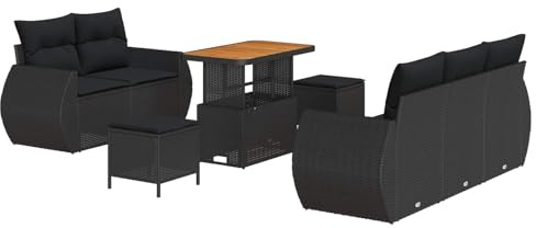 vidaXL Gartensofa-Set 8 STK. 5-Sitzanzahl Schwarz Poly-Rattan