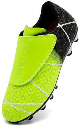 VTASQ Boys Football Boots Kids Girls Football Shoes Firm Ground Soccer Trainers Athletics Sport Shoes Teenager Profession Competition Indoor Outdoor Cleats Sneakers Black Green UK10