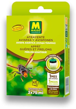 Repuesto Atrayente para Trampa de Avispas y Avispones (También para Avispa Asiática) Sin Insecticidas | Contiene 2 x 75 ml - Contiene 2 bolsitas para 1 Mes Sin Avispas Muy EFICAZ | Nexum Market