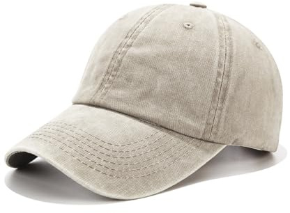 Verstellbare Baseball Cap Vintage Basecap Cap Gewaschene Baumwolle Verstellbar Baseball Caps Unisex Baseballkappe Verstellbare Metallschnalle Geeignet für Den Alltag Reisen Freien (Verwaschenes Beige)