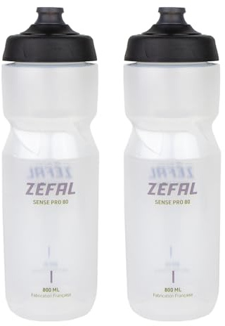 ZEFAL Pack Bidón Bicicleta Sense Pro 80 - Botella Bicicleta Impermeable - Bidon Ciclismo MTB/Bici Montaña o Bicicleta de Carretera - 2 x 800ml, Translúcido