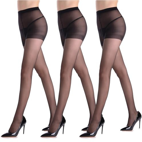 DIKER Collants Femme – Pack de 3 Collant Femme 20 Deniers, Collant Transparent Fini Mat, Texture Soyeuse et Douce, Bout Renforcé