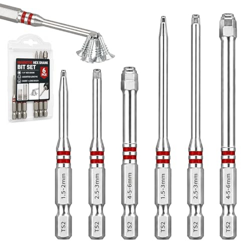 Pagoda Hex Screwdriver Bit Set, Magnetic Hex Drill Bit Extension Set with Quick Change 1.5mm-6mm Shank, Long Reach Screwdriver Bits for Electric Screwdriver, Drill Driver, Woodworking & DIY Repair