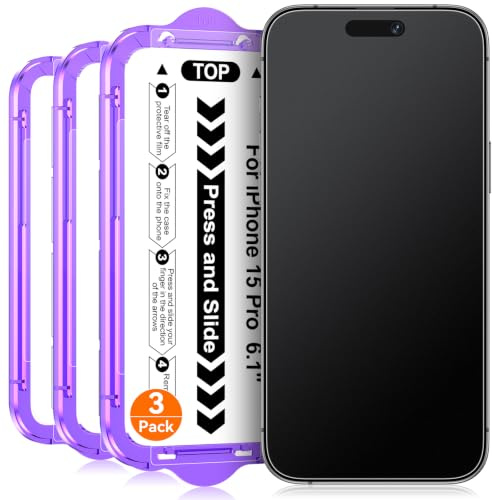 Ksleri 3 Stück für iPhone 15 Pro für Panzerglas Schutzfolie Matt | Anti-Reflex Anti-Fingerabdruck Gehärtete Schutzglas, 9H Mattes Displayschutz Folie mit Einfaches Auto-Installationsschale