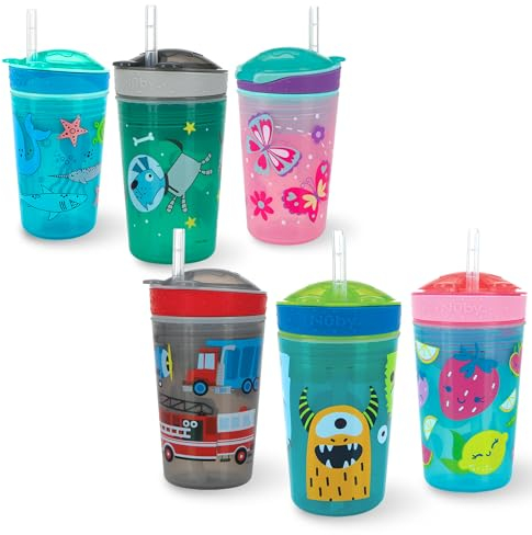 Nuby ID10373 Tazza Snack con Cannuccia
