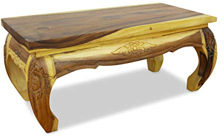 livasia Opiumtisch aus Massivholz – 80x40x35cm – Handgeschnitzter Beistelltisch Holz aus Thailand, Nachhaltig und Zeitlos, setzt Stilvolle Akzente als Sofatisch