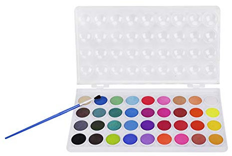 JIAHG Kinder Ungiftig Aquarellfarben Set Aquarellkasten Wasserfarben Set mit 36 Wasserfarben Farbkasten Aquarell Farbe Kuchen mit Pinsel