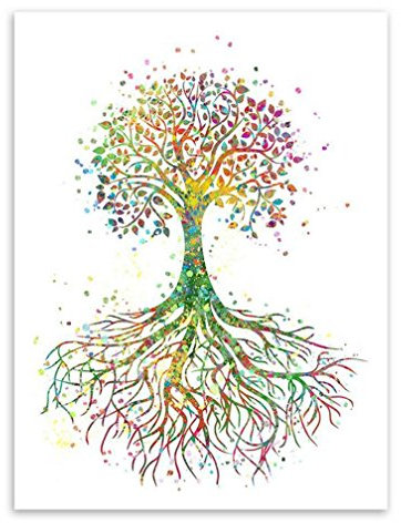 Impression sur toile- Sans cadre Décoration Cloth Painting - Art mural - Aquarelle abstraite Arbre de vie - Poster en Toile Tableau Peinture sur Toile Decoration Murale No frame TC029 , 50x70cm