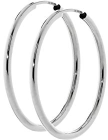 NKlaus Paar 585 Gold weißgold Creolen Ohrringen Ohrschmuck 1,9mm rund Goldohrringe 30mm 9045