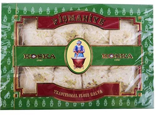 Delizie turche I Pismaniye con pistacchio 250 g I Delizia turca al gusto di halva e pistacchio | Pasticceria tradizionale di halva | Vegan | Halal | Kosher | Dolci morbidi Loukoum Dessert | Koska