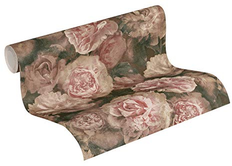 A.S. Création Vliestapete Neue Bude 2.0 Edition 2 Tapete Romantic Flowery mit romantischen Rosen 10,05 m x 0,53 m rot schwarz rosa Made in Germany 374022 37402-2