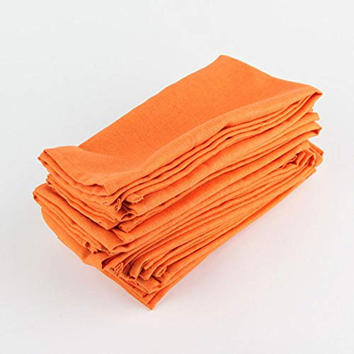 QINS Set von 12 Stück Stoff Servietten 40x40Cm Baumwolle Leinen Servietten Tischset Esstisch Servietten Matte Kinder Tisch Serviette Stoff, Orange