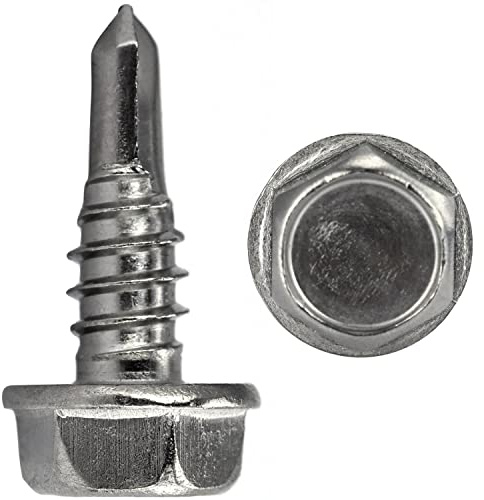 FASTON® Bohrschrauben 6,3x16 mm mit Sechskantkopf und Bund, Form K Edelstahl A2 V2A (10 Stück) DIN 7504 Selbstschneidend Blechschrauben Schnellbauschrauben Außensechskan