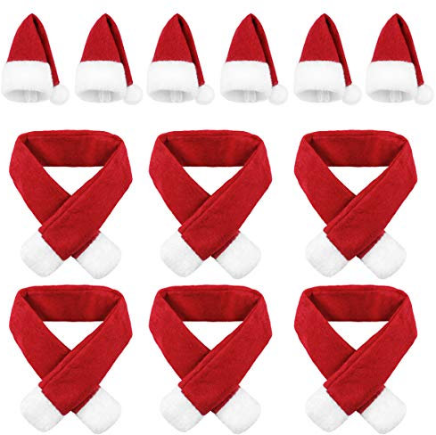 6 Set Christmas Scarf Christmas Scarves Xmas Eve Dinner Table Decor Hotel Decorations Wine Caps for Bottles Wine Decor Scarf for Bottles Christmas Bottle Bags Wine Bottle Wine Hat