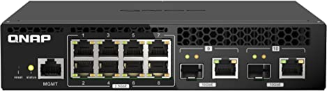 Qnap QSW-M2108R-2C, 8 Port 2,5 Gbit/s, 2 Port 10 Gbit/s SFP+/ NBASE-T Combo, Web Managed Switch, Rackmount Design, neues Rack-Mount-Kit