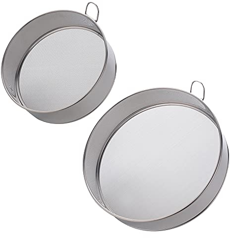 18/10 Stainless Steel Flour Sifter, Kitchen Cake Flour Fine 80 Mesh Strainers Sieve for Baking Cake Bread