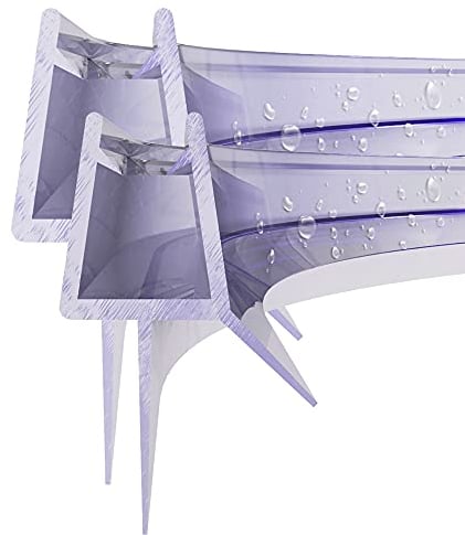 WITEN&NOCK Duschdichtung Gebogen 2 x 60 cm Runddusche Viertelkreisdusche Schwallschutz Streifdichtung für 5 mm 6mm Glasstärke Dichtungsprofil Duschtür Dichtung Glasstärke PVC-Finish