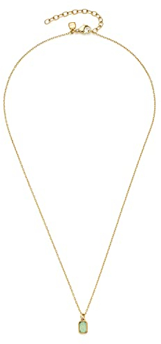JEWELS BY LEONARDO Halskette Ciao Sofia • feine Anker-Kette aus goldfarbenem Edelstahl • mintgrüner Glaskristall • 42-47 cm Länge • Geschenk Damen Schmuck • 021651