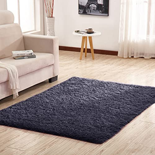 CHBIN Kunstfell 140x200cm Hochflor Teppich Super Weich Teppich Küchenteppich Faux Lammfell Flauschig für Esszimmer oder und Die Küche Cafe Lounge Sofas Usw, Dunkelgrau