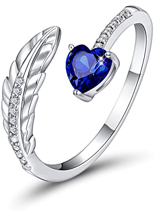 PEARLOVE Silber Verstellbar Damen Ringe, Geburtsstein offene Fingerringe für Frauen Mädchen verstellbare Größe 6-12