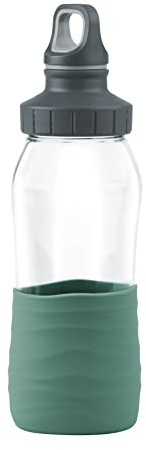 EMSA N3101100 DRINK2GO GLAS Trinkflasche 0,5 L Petrol - 100 % dicht auch bei kohlensäurehaltigen Getränken (nicht für Softdrinks empfohlen) - spülmaschinenfest - BPA-frei