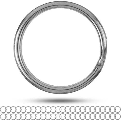 Schlüsselringe Set, Ø 30 mm Durchmesser, 48 Stück, aus gehärtetem Metall, in Silber, Metall Ringe Schlüsselanhänger, Schlüssel Organisation Autoschlüssel, Haustürschlüssel, Spaltringe O Ring DIY Kit
