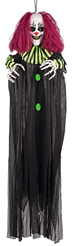Boland 73047 - Hängender Terror-Clown, Größe 130 cm, leuchtende Augen und Sound, Batteriebetrieb, Skelett, Dekoration, Hängedekoration, Aufhänger, Halloween, Karneval, Mottoparty