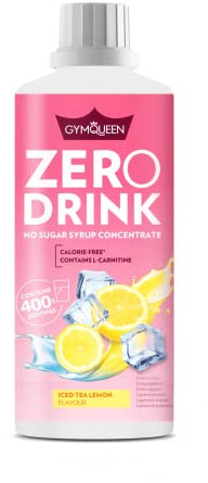 GymQueen Zero Drink Tè freddo al Limone 1000ml, Bevanda concentrata 1:80, arricchita con vitamine del gruppo B per il metabolismo e L-carnitina, sciroppo da bere con poche calorie