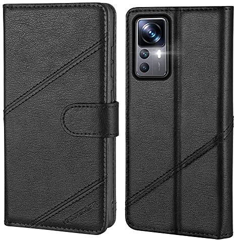 KRAFTCARE Handyhülle für Xiaomi 12T Pro Hülle, für Xiaomi 12T Hülle [Kartenfach] [Standfunktion] Flip Case Wallet Lederhülle Handytasche Schutzhülle Klapphülle für Xiaomi 12T/12T Pro Hülle, Schwarz