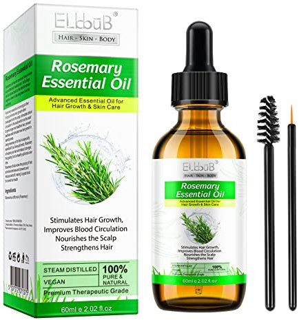 Ätherisches Rosmarinöl für Kopfhaut und Haare, rein natürlich, reduziert Haarausfall, pflegt die Kopfhaut intensiv, verbessert die Durchblutung, Rosmarin-Haarwachstumsöl.