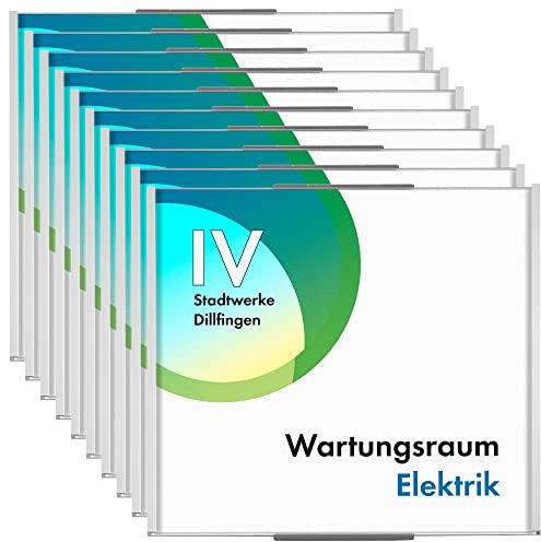 10x OSLO Türschild 150 | 148x151 mm | Aluminium silber | entspiegelte Abdeckung | Türschild Büro | Büroschild
