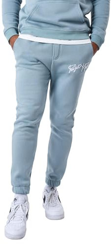 Bas de Jogging Basic Full Logo Broderie Bleu Vert L