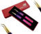 Leenax 2 Pieces Fiber Tip (Anti – Slip) Eyelash Extension Tweezers, Straight and 45-Degree Volume Tweezers, Japanese Stainless Steel, Hearts Design (Multi)