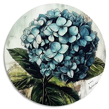 TopPacific Retro rundes Metall-Blechschild für Garten, Blume, Metall-Blechschild, schöne Hortensien, Bauernhaus-Schild, Landhaus, Küche, Wand, Haus, Garten, Dekoration, Kunstschilder,