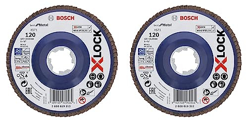 Bosch Professional gerade Fächerschleifscheibe Best (für Metall, X-LOCK, X571, Ø125 mm, Körnung K120, BohrungsØ 22,23mm) (Packung mit 2)