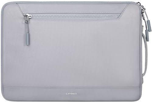 LANDICI 360°Protective Laptop Sleeve Case 13 13.3 Inch for MacBook Air 13 M1/M2/M3, MacBook Pro 13, Ipad Pro 13 2024, Waterproof Slim Computer Bag Cover with Handle, Gray