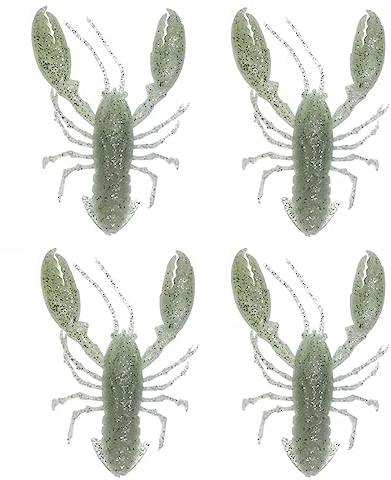 Krebs Gummiköder Set, 95mm Gummifische Langusten Angelköder Kunstköder Hummer Klaue Köder für Forelle Barsch Zander, 4er Pack Weiß