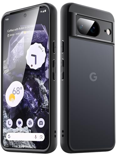JETech Cover Opaca per Google Pixel 8 6,2 Pollici 2023, Custodia Protettiva Posteriore Glassata Traslucida Sottile, Anti-Impronte (Nero ossidiana)
