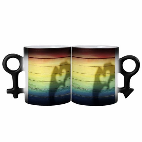 ducanll Love Heart Shadow Rainbow Gay Pride-Espresso Cups Glass Coffee Mugs Set of 2 Unique Gifts for Men,Parents Mens Room Decor-Gag Gifts Funny Adult Iced Coffee Cup