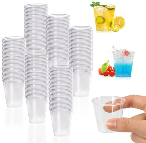 Votoko 200 Stk Schnapsgläser Plastik, 3cl/30ml Shotgläser Plastik Stamperl Wiederverwendbarer, Schnapsbecher Plastikbecher Transparent Shot Becher, Trinkbecher für Partys Geburtstage Verkostung