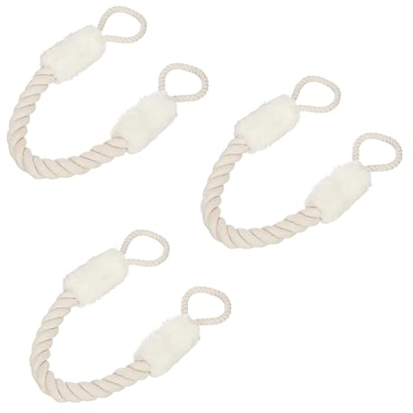 Relaxdays Türkordel 3er Set, Türstopper Klinke, 60 cm lang, Klemmschutz Kinder & Tiere, Tür Seil maritim, beige/weiß
