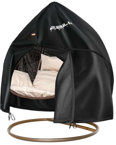 Ezilif Double Egg Chair Cover, 420D Oxford Egg Chair Covers Waterproof Heavy Duty, Garden Hanging Egg Chair Cover with Zipper & Drawstring, UV-Anti & Windproof Cover for Swing Chair, 230x200cm