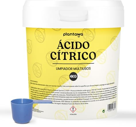PLANTAWA Acide Citrique Powder 4kg | Acide citrique poudre menager pour la cuisine, la salle de bain et le jardin | 100% pur et polyvalent. Nettoyant universel