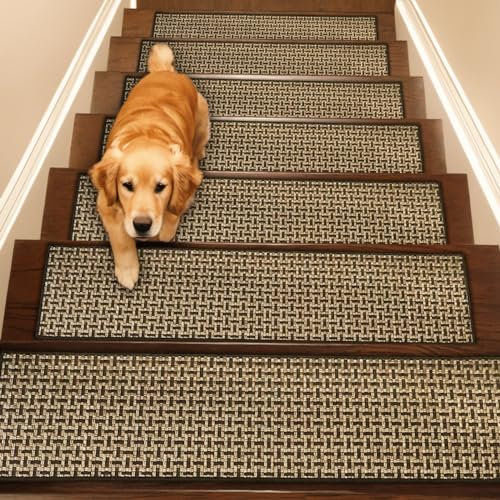 Havargo Peldaños antideslizantes para escaleras de interior, con respaldo de goma, sin residuos, para escaleras de madera, alfombra antideslizante para niños y perros, 8 x 30 pulgadas, color negro