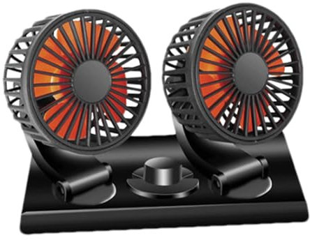 Lnhgh Ventilateur de camping de voiture - 24 V - Petit ventilateur de voiture à double tête - Rechargeable - Pour véhicules électriques - Pour intérieur et extérieur
