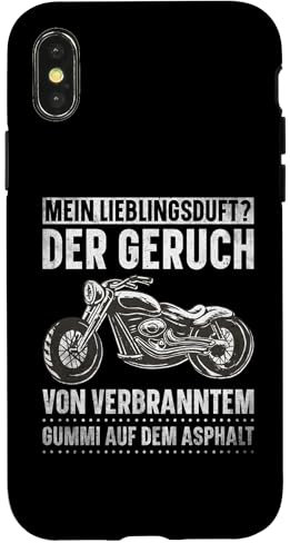 Hülle für iPhone X/XS Biker Parfüm Oberteil - Der Duft von verbranntem Gummi