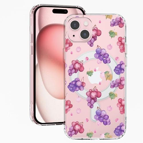 MAYCARI Magnetic Case for iPhone 14 Pro max, Cute Kawaii Grapes Clear Soft Slim Fit Shockproof Protective Case Compatible with MagSafe for iPhone 14 Pro max